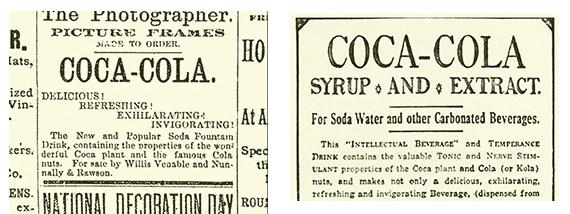 First Coca Cola Logo in Newpaper Ads