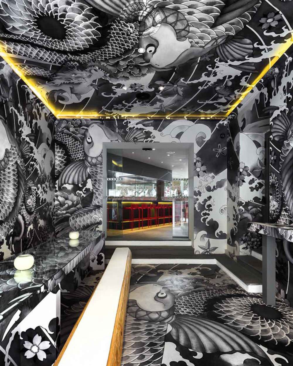 Vicent Coste Japanese Restaurant Interior Design and Custom Wallpaper