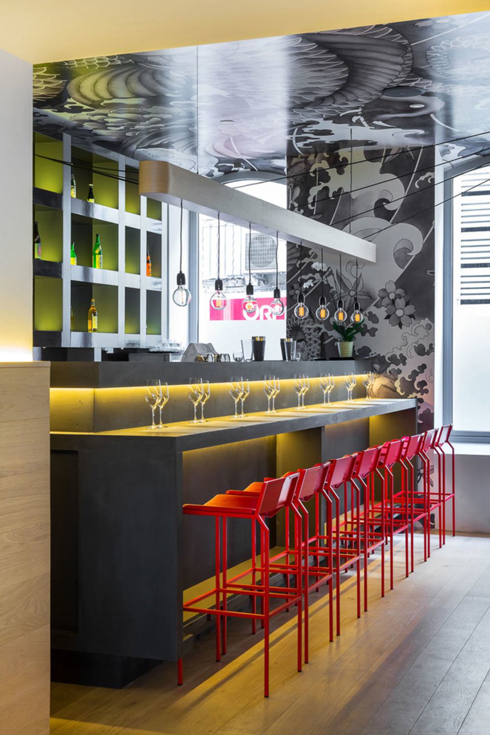 Vicent Coste Japanese Restaurant Interior Design and Custom Wallpaper