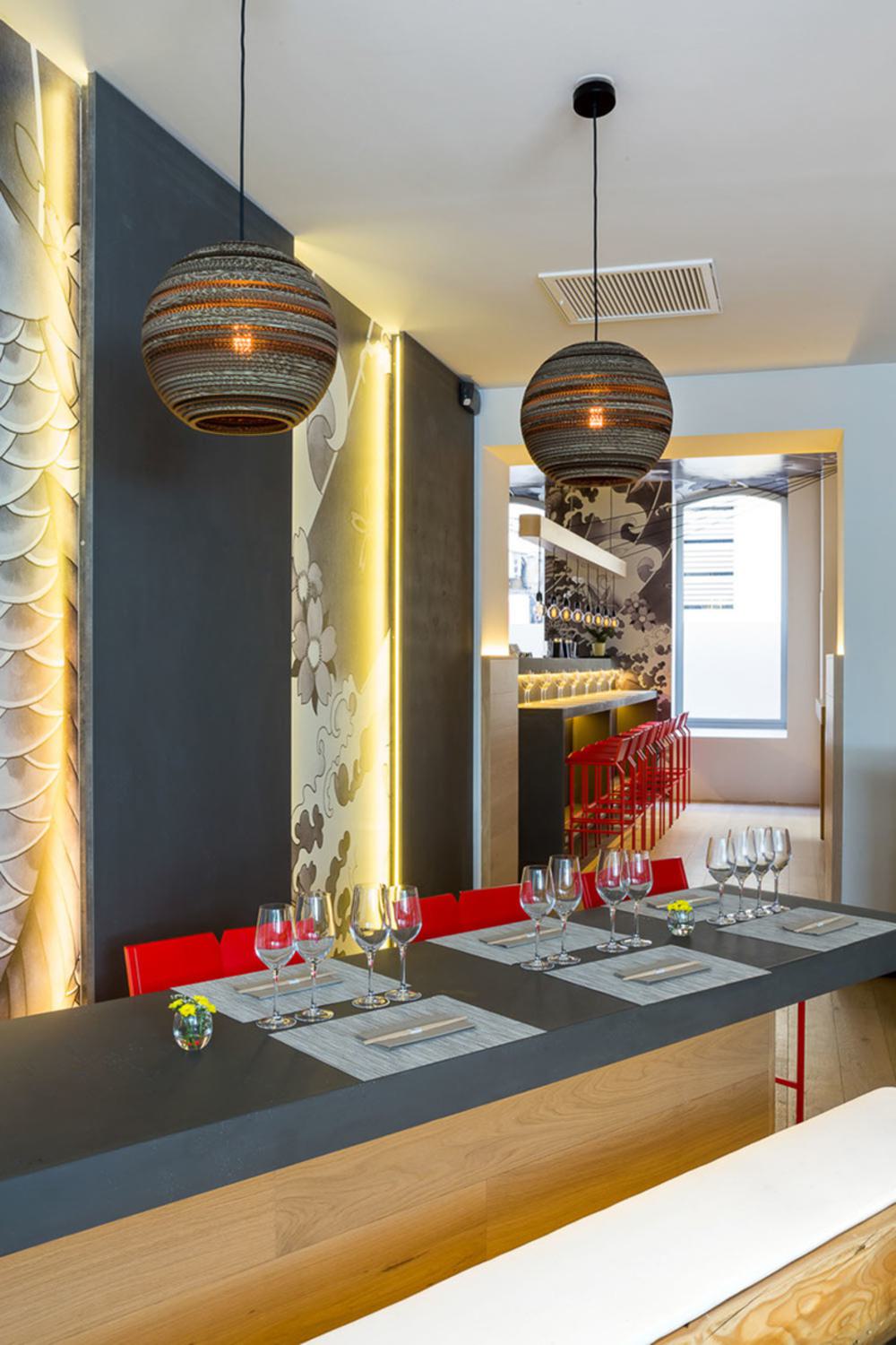 Vicent Coste Japanese Restaurant Interior Design and Custom Wallpaper